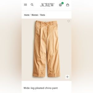 J Crew Wide Leg Pleated Chino Pant Light Caramel Size 6